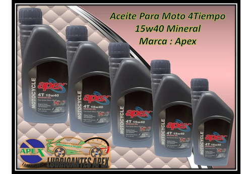 Aceite Para Moto 4tiempo 15w40 Mineral Marca : Apex 