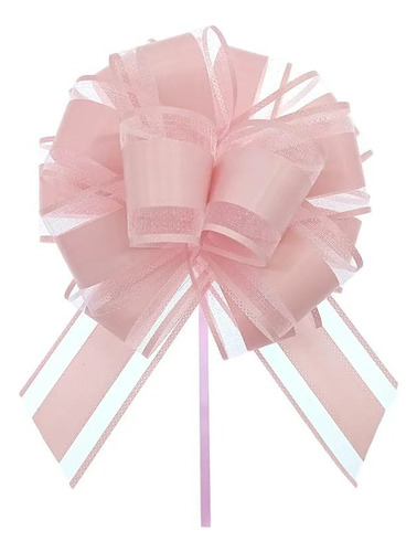 Moño Pompom Organza Matte Adorno Para Regalo Navidad Pack X6