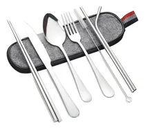 Comprar Cubiertos Set Portátil Estuche Kit Lonchera Acero Inoxidable