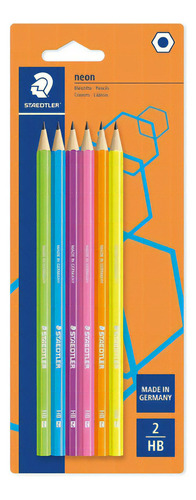 Lápis Preto Wopex Staedtler N.2 Hb  Kit C/6 Unidades Neon