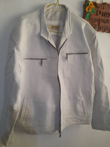 Chaqueta De Cuero Argentina Color Blanco Para Caballeros Tal