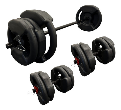 Barra Kit Negro 30kg Discosacanalados 360fitness 2mancuerpvc