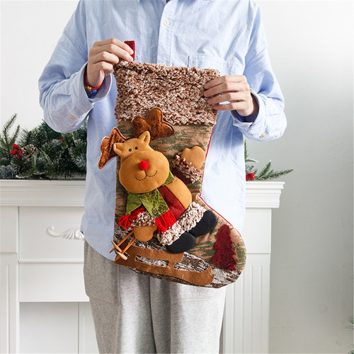 Calcetines Navideños Grandes Con Forma De Alce De Papá Noel