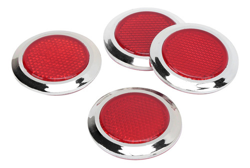 Refletor Vermelho, Abs, Borda Cromada, Redondo, Refletivo, 4