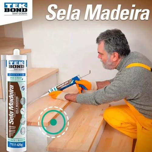 Silicone Veda Trinca Madeira Base D'água 425g Branco Tekbond