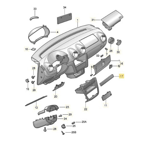 Moldura Frente Teclas Vw Saveiro 2010 - 2013 Original 