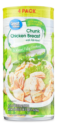 Pechuga De Pollo En Trozos 4 Latas 354g Producto Americano