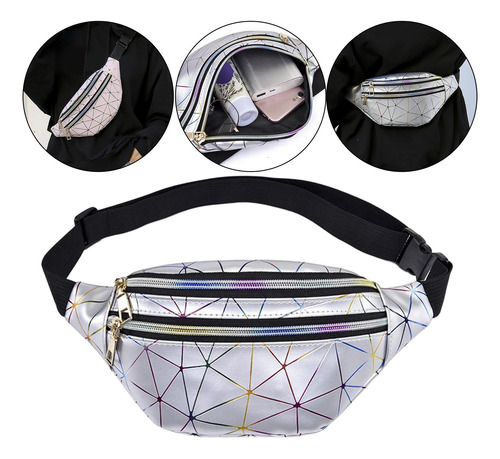 Bolsa De Cintura Crossbody, Prata 31cm X 13cm X 8cm Prata