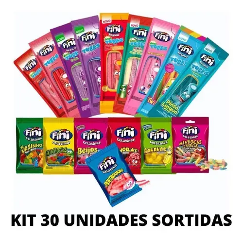 Kit Com 30 Pacotes Bala Fini Mini Sortidas