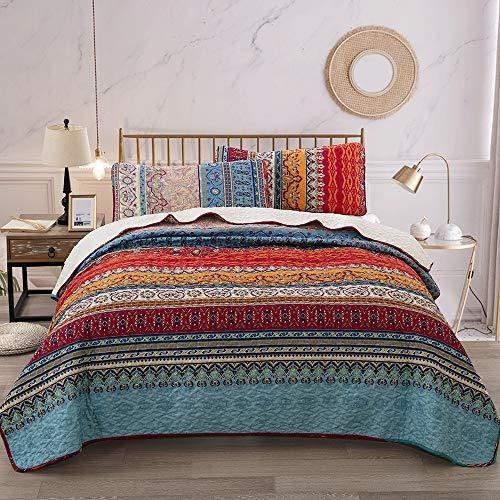 Juego De Colcha Bohemio De Cama Wongs Queen, Colcha Boho Con