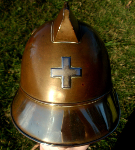 Casco De Bombero Suizo Laton Bronce Circa 1900