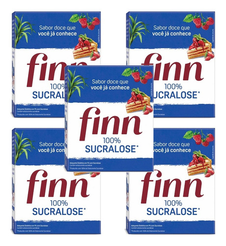 Adoçante Finn Pó Sucralose C/50 Envelopes Pequenos Kit 5