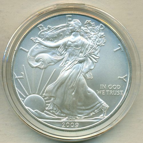 Ee.uu. Moneda Onza Plata Pura 31.1 Gr. Dólar 2009 Sc Cápsula