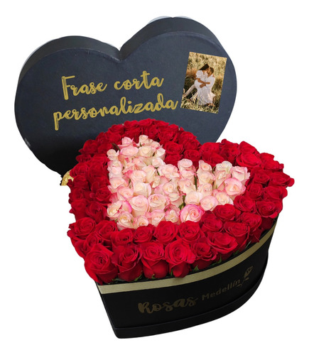 Corazón Con 100 Rosas En Caja De Lujo