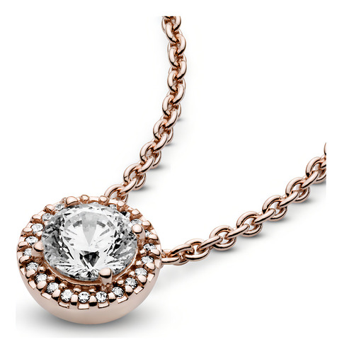 Collar Con Halo Redondo Cubierto En Oro Rosa De 14k