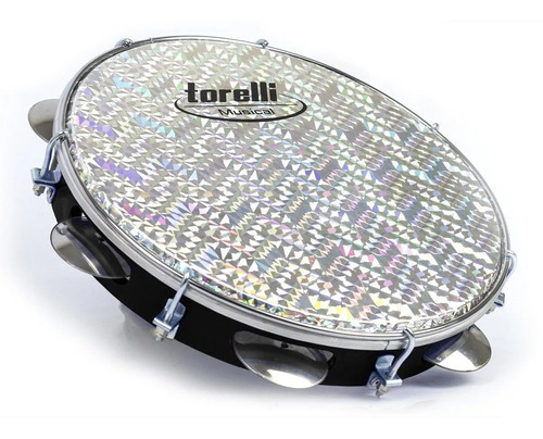 Pandeiro Torelli Tp308 Abs Preto Pele Holográfica + Bag