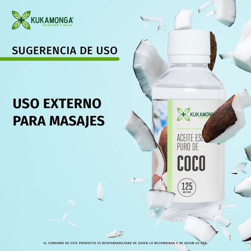 Kit 3 Frascos de Aceite Esencial de Coco 100% Puro | 125 ml lLa esencia natural del coco para todo tu cuerpo lNutre, hidrata y revitaliza tu piel y cabello con la mejor calidad lKukamonga