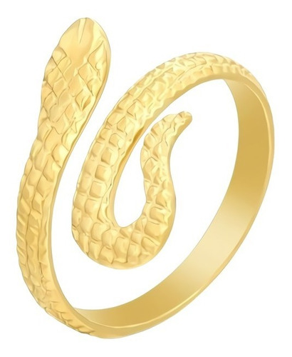 Anillo Argolla Forma Serpiente De Acero Color Oro Para Mujer