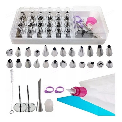 Kit Confeitaria Inox 35 Peças Saco Bico Decorarador Unyhome