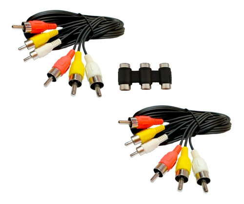 2 Cable Rca-rca  De 1.8m + 1 Cople Rca-rca