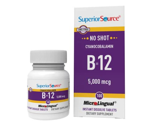 Fuente Superior No Shot Vitamina B12 Tablets, 5000 Mcg, 100 