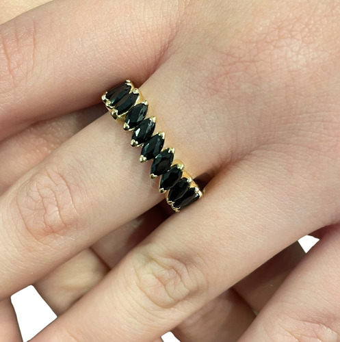 Aliança Inteira Ônix Negro Ouro 18k Al Onix Int