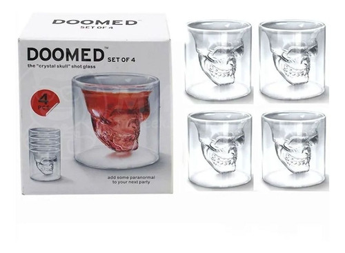 Pack Vasos Shot Calavera Doble Vidrio 