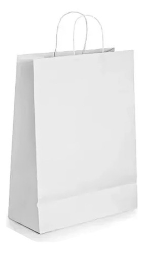 Bolsa De Papel Blanca 30x22x10cm, Pack De 50 Unidades.