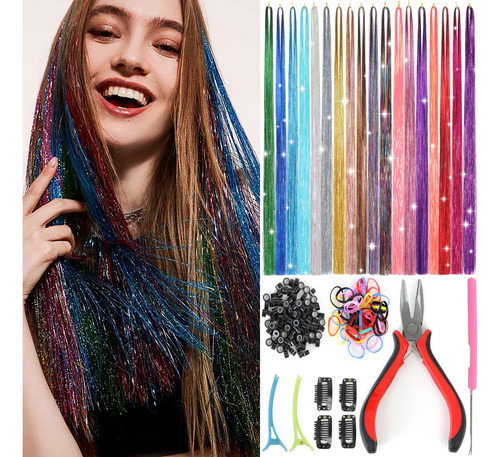 Kit De Oropel De 18 Colores De 48 Pulgadas, Extensiones De C