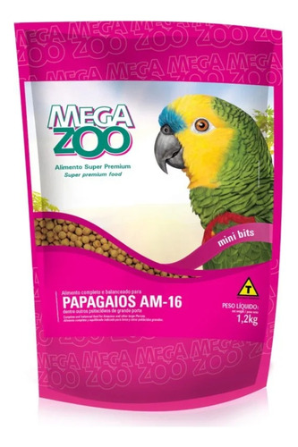 Ração Megazoo Papagaios Mini Bits Am 16 Extrusada 1,2kg