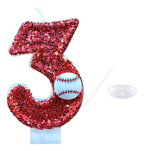 Vela De Aniversário De Beisebol, Número 3, Beisebol, 3, Bolo