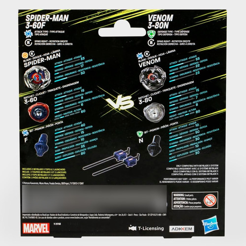 Beyblade X Pack Múltiple De Marvel Spider-man Vs Venom