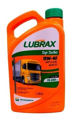 Óleo Motor Lubrax 15w40 Sl Cl-4 Top Turbo Mineral 3l