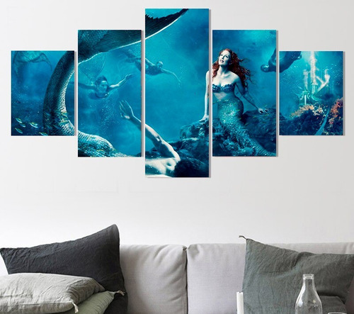 5 Cuadros Canvas Sirenas Oceano Paisaje Decorativo 100x56cm