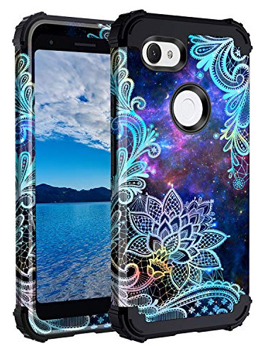 Compatible Google Caso Xl Pixel 3a Floral De Tres Capas...