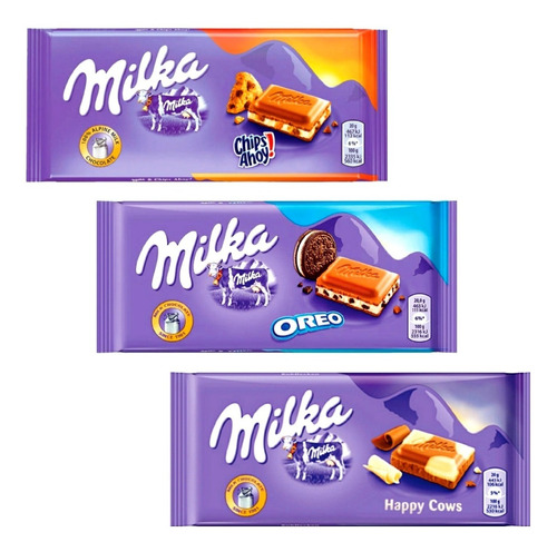 Kit 3 Un. Chocolate Milka 100g Importado - Vários Sabores