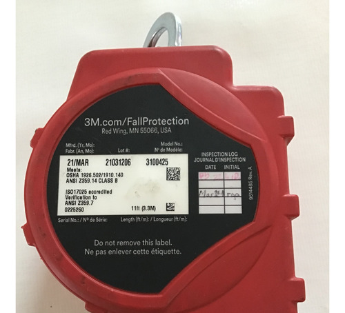 Cuerda De Vida Retráctil 3m Protecta (Usado)