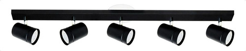 Aplique Riel 5 Spots Direccionable Cilindro Lampara Led Gu10 Color Negro