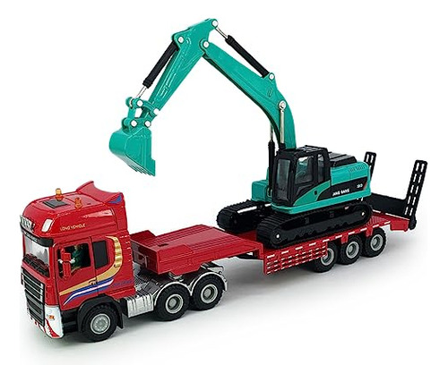 Flatbed Truck Toy With Crawler Excavator Toy Tractor Se...
