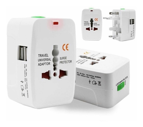 Adaptador Viajero Universal + 2 Puertos Usb Con Forro