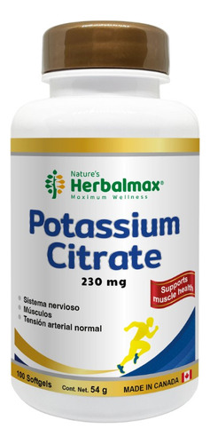 Citrato De Potasio 100 Cápsulas, 230mg Cada Porción 