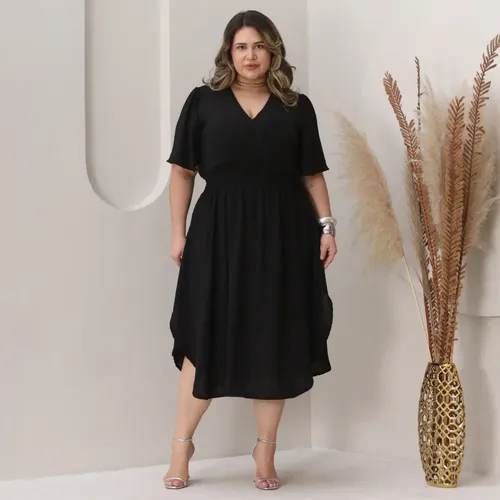 Vestido Curto .mm Plus Size Viscolycra Solto Elegante - Miniatura 2