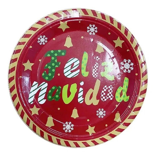 Plato De Cartón Navideño 6pcs Feliz Navidad Belina