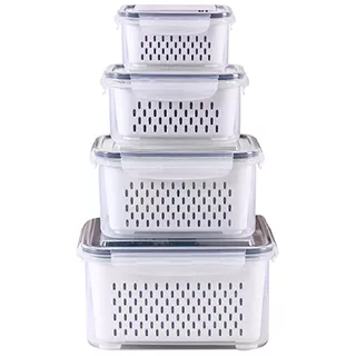 4 Pack Fridge Food Storage Container Set With Lids With...