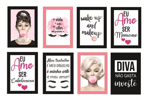 Quadros Cabeleireira Salão Beleza Decoração Frases 10 Peças