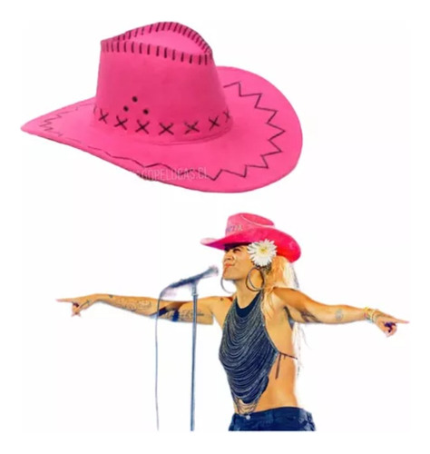 Gorro Sombrero Vaquero Rosa Estilo Karol G Bichota Cowboy