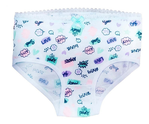 Panty X 3 Niña Estampado Love En Algodon