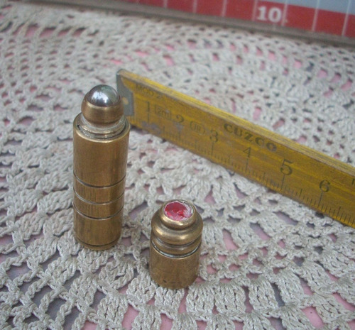 Antiguo Perfumero De Bolsillo Bolilla Cartera Bronce (5751)
