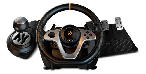Kit Volante Y Pedales Gamer Krom K-wheel Pro Multiplatafoma Color Negro