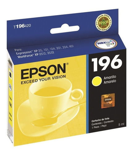 Cartucho Epson T196 Amarillo Original Mayoristas